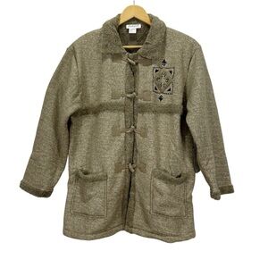 Vintage Rafael Toggle Coat Jacket Small – Sherpa Fleece Lined, Embroidered,